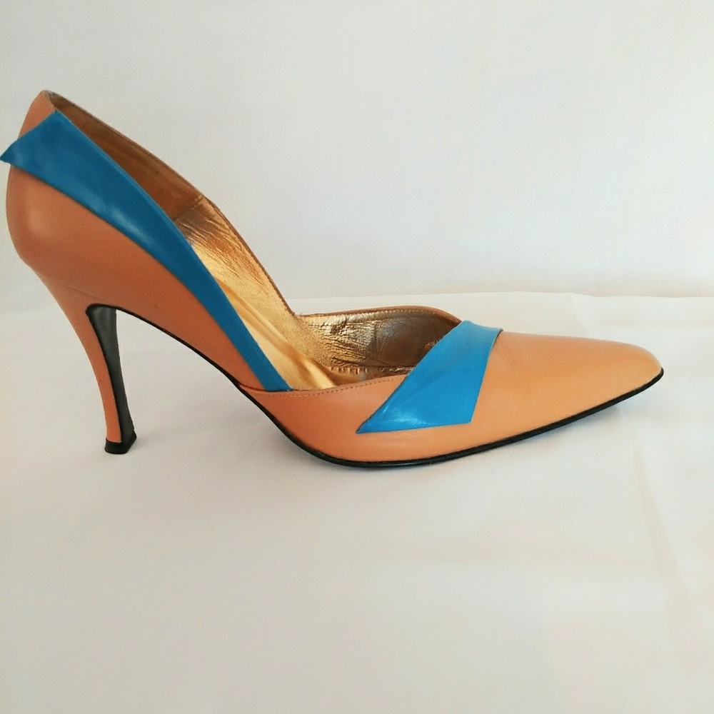 Timothy Hitsman Tan & Blue Leather Heel Shoes 10